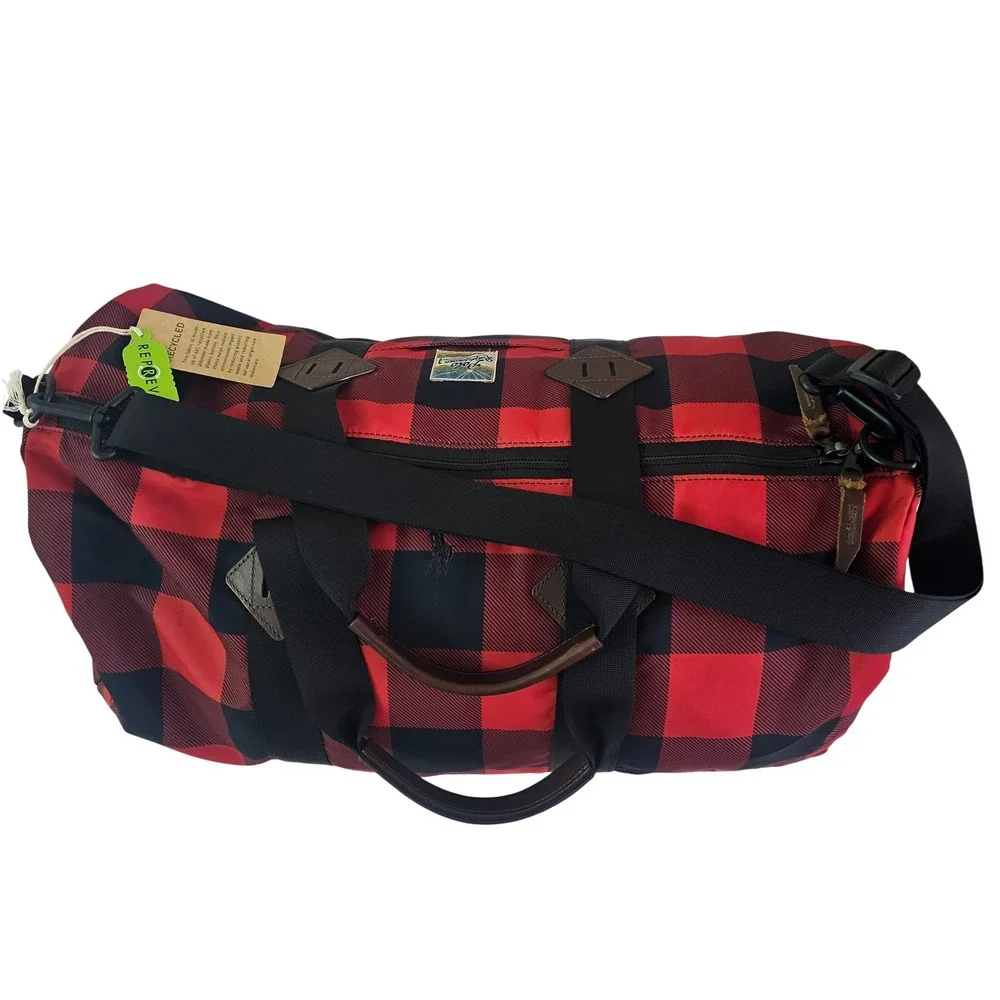 Polo Ralph Lauren‎ Buffalo Plaid Duffel Red Black Recycled REPREVE 405807135001